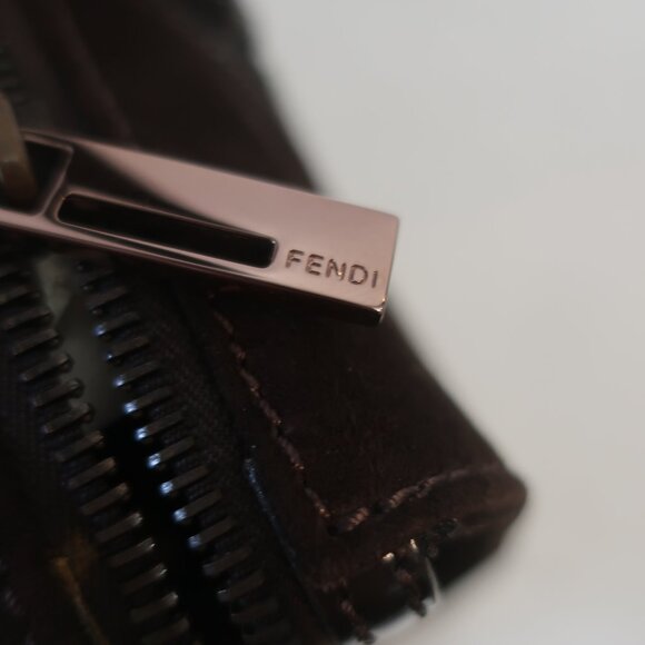 Authentic Fendi Dark Brown Suede Leather Borsa Manici Satchel Shoulder Handbag - Picture 10 of 16